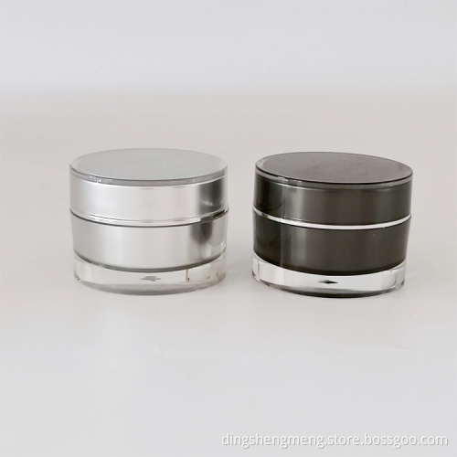 Black Classic Cylindrical Acrylic Face Cream Jar Cosmetic